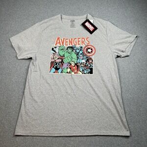 Marvel Avengers Graphic Tee XL Gray Hulk Iron Man Captain America